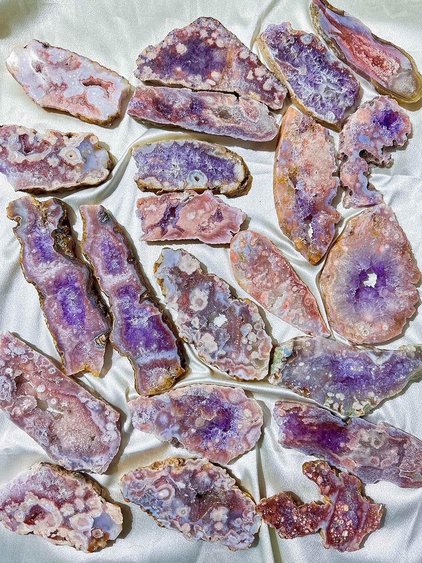 Pink Amethyst Quartz Agate Crystal Sliced Rough Specimen, Creative Gift & Diy Jewelry Accessories, Home Art Decoration, Natural Crystals