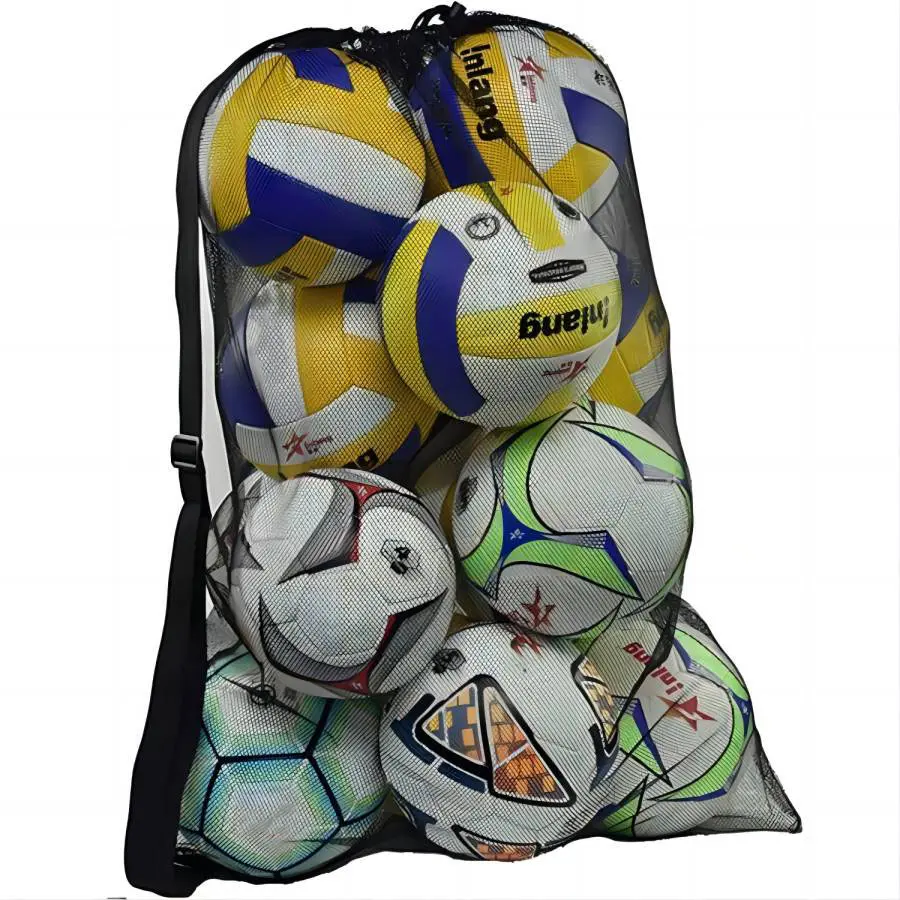 Extra Large Sports Ball Mesh Bag, Adjustable Shoulder Strap, Team Storage Sack, Multi-Purpose Ball Net Pocket, Team Training Gear