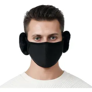 Unisex Winter Warm Windproof Mask with  Ear Covers - Thick  Breathable Mouth Cover Half  Earflaps