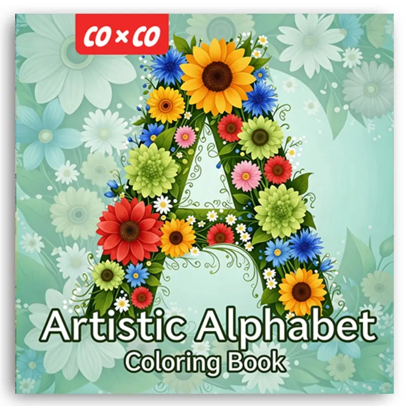 Floral Art Letter Coloring Book, Elegant Floral Alphabet Line Art, Perfect for Artists, Students, Adults, Stress Relief, Easy to Use