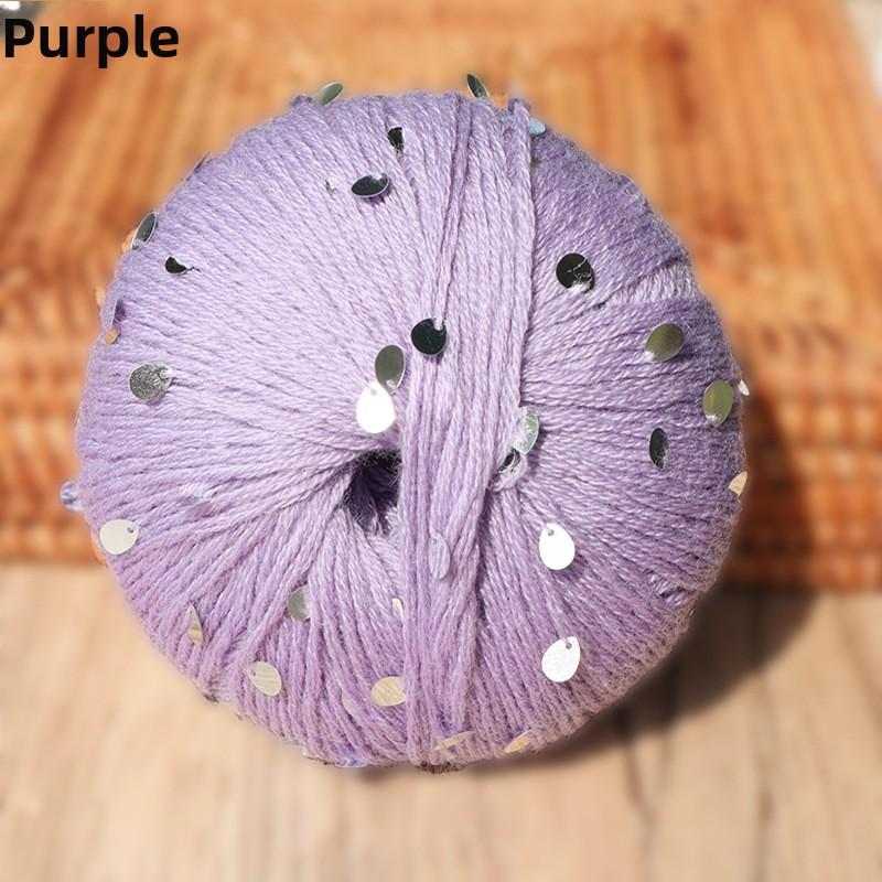 Water drop sequin yarn, Basolan wool yarn, fashionable hand-woven yarn ball, combed and shiny