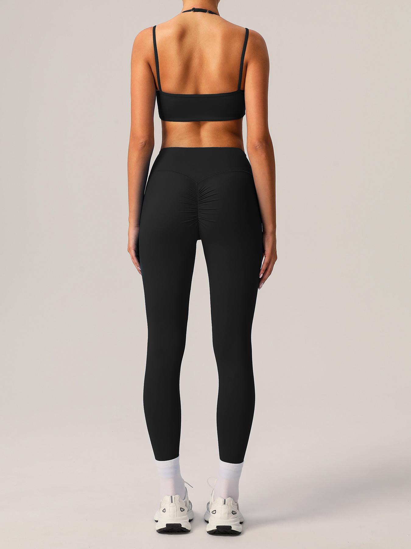 Women's Solid Crop Sports Bra & Leggings Set, Casual Comfy Breathable Two-piece Outfits for Yoga Gym Workout Running, Ladies Sportswear for Spring & Fall, Summer Activewear