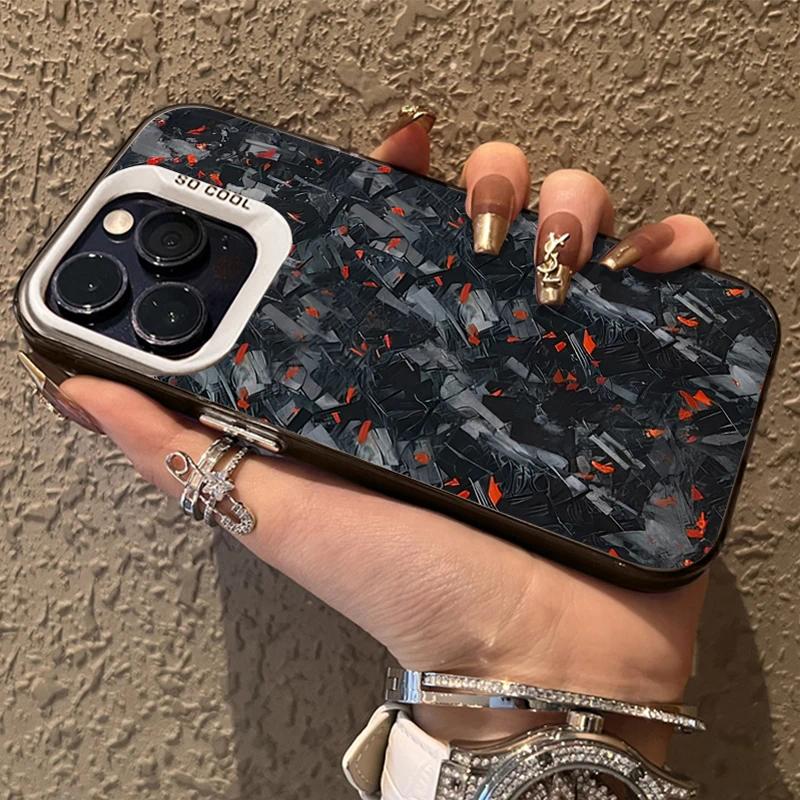 Imitation Forged Carbon Fiber Plating Phone Case For iPhone 17 16 15 14 13 12 11 Pro Max Shockproof Matte Hard Cover