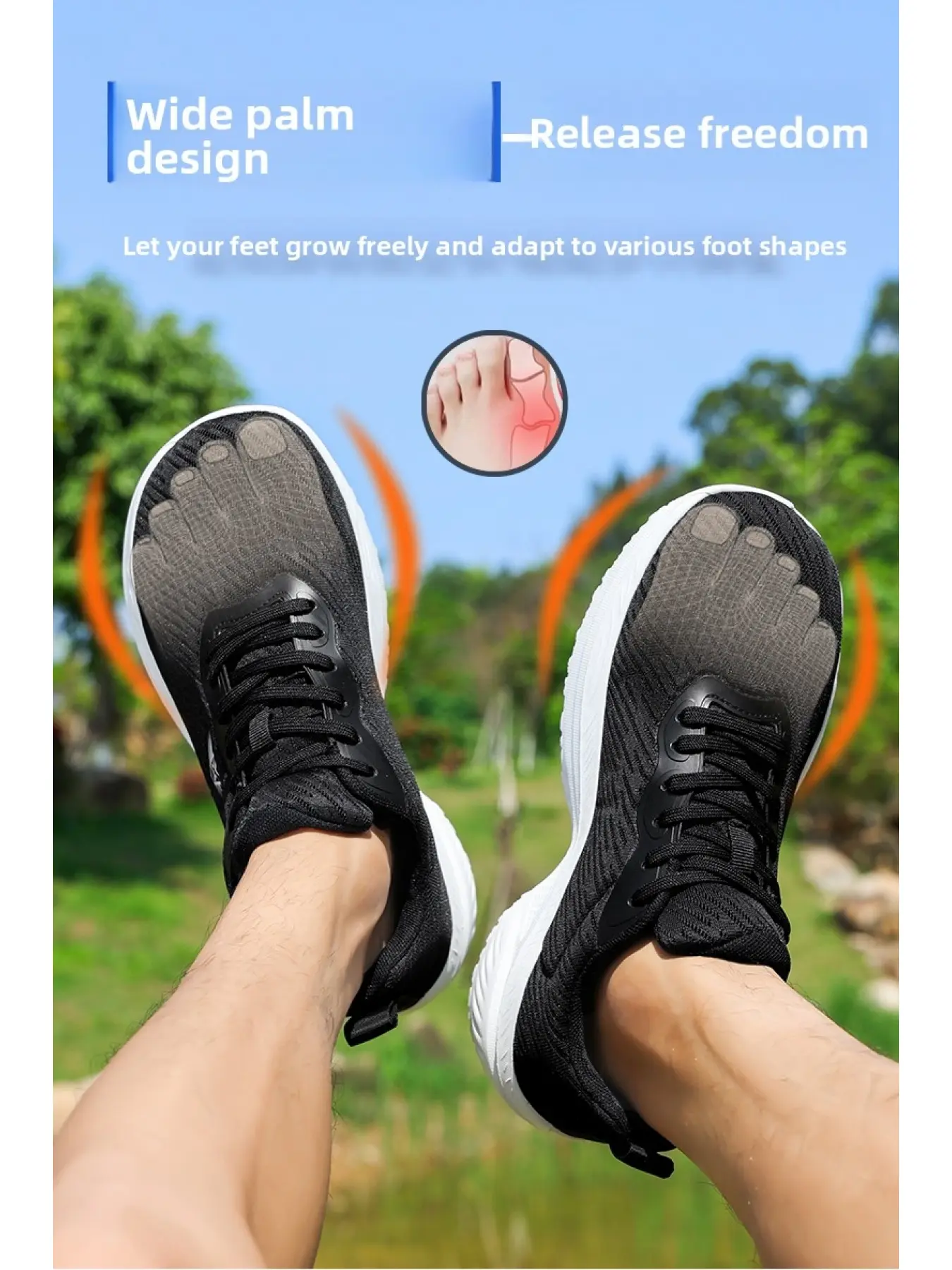 Wide Fit Knit Running Sneakers for Wide Feet, Extra Roomy Toe Box Lightweight Soft Cushioned Non Slip Breathable Running Sports Shoes Casual Walking Shoes for Men Big Foot