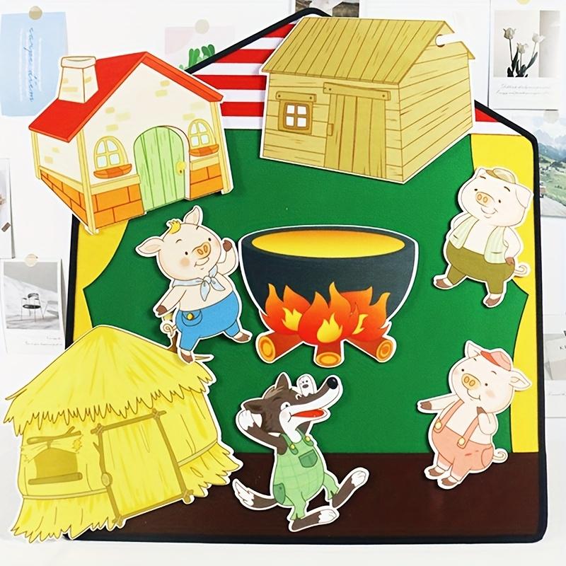 Three Little Pigs Build A House: Story-Themed Felt Teaching Aids, Role-Play Props, Interactive Classroom Supplies for Teachers, Back-to-School Teaching Tools