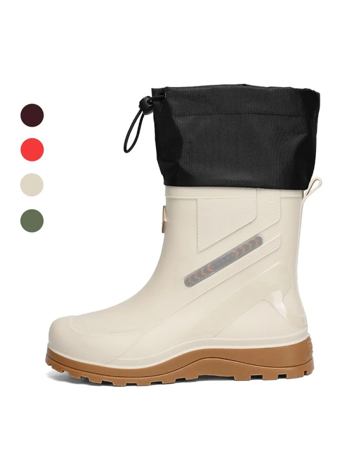 Waterproof Men's Mid Calf Rain Boots Anti Slip Lightweight Drawstring Closure Footwear For Fishing Tide Picking Daily Commute Outdoor Adventures