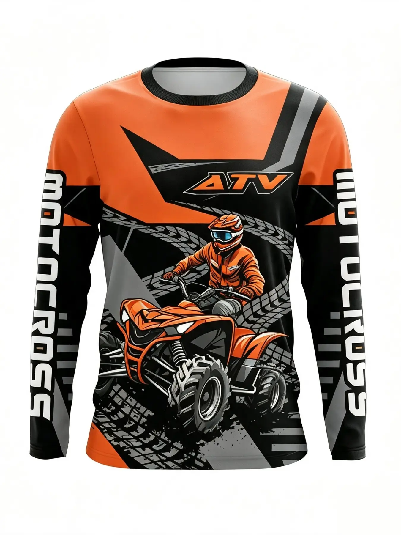 Round Neck Long Sleeve T-Shirt, Breathable Lightweight Top, Motorcycle Gear, Suitable for Off-Road Bikes, Mud Biking, Outdoor Sports