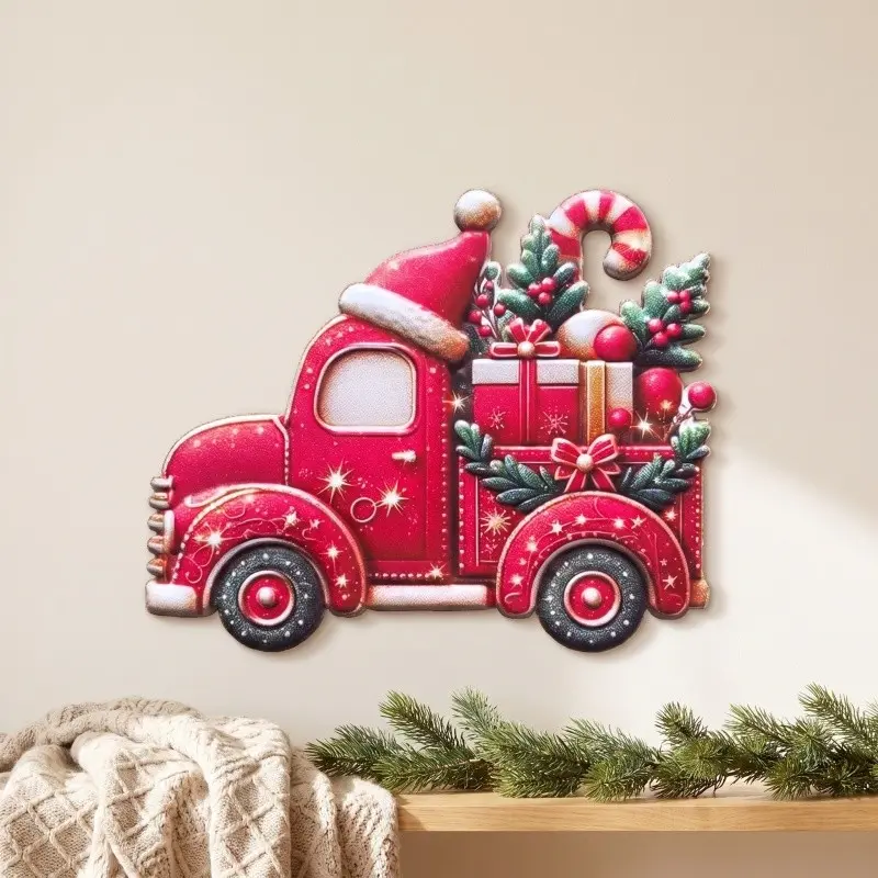 Vintage Car Model Ornament, Handcrafted Iron Christmas Car Hanging Decor, Retro Gear Wall Art, Industrial Style Car Model Decoration, Elegant Christmas Gift