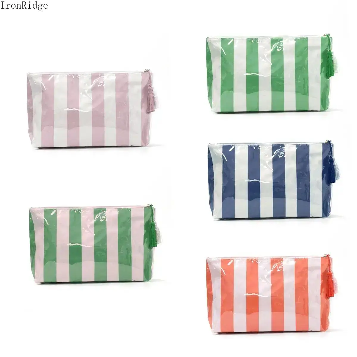 Women's Vertical Striped Large-Capacity Portable Cosmetic Pouch, Gym & Travel Toiletry Organizer for Daily Use