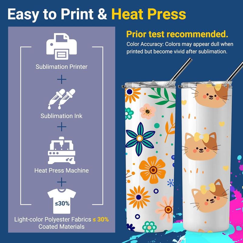 Sublimation Paper 8.5 x 11 Inches 50 Sheets Compatible with Sublimation Printer and Sublimation Ink 120gsm for Mugs T-Shirts Light Fabric and Other Sublimation Blanks DIY Sublimation Paper 8.5 x 11 Inches 50 Sheets Compatible with Sublimation Printer and Sublimation Ink 120gsm for Mugs T-Shirts Light Fabric and Other Sublimation Blanks DIY