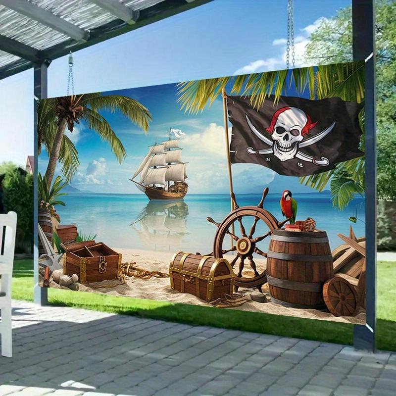 1pc 2D Flat Day of the Dead Banner Backdrop with Skulls, Marigolds, Candles, String Lights, Dancing Couple & Sombreros - Vibrant Mexican Fiesta Party Decorations for Indoor/Outdoor Día de los