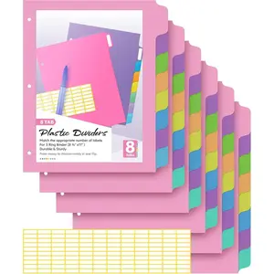 [48Pcs/6Set-8 Tab] Binder Dividers with Tabs, Plastic Dividers for 3 Ring Binder, Letter Size Binder Tabs for Organizing School Office  Files, Write&Erase Notebook/Page Dividers