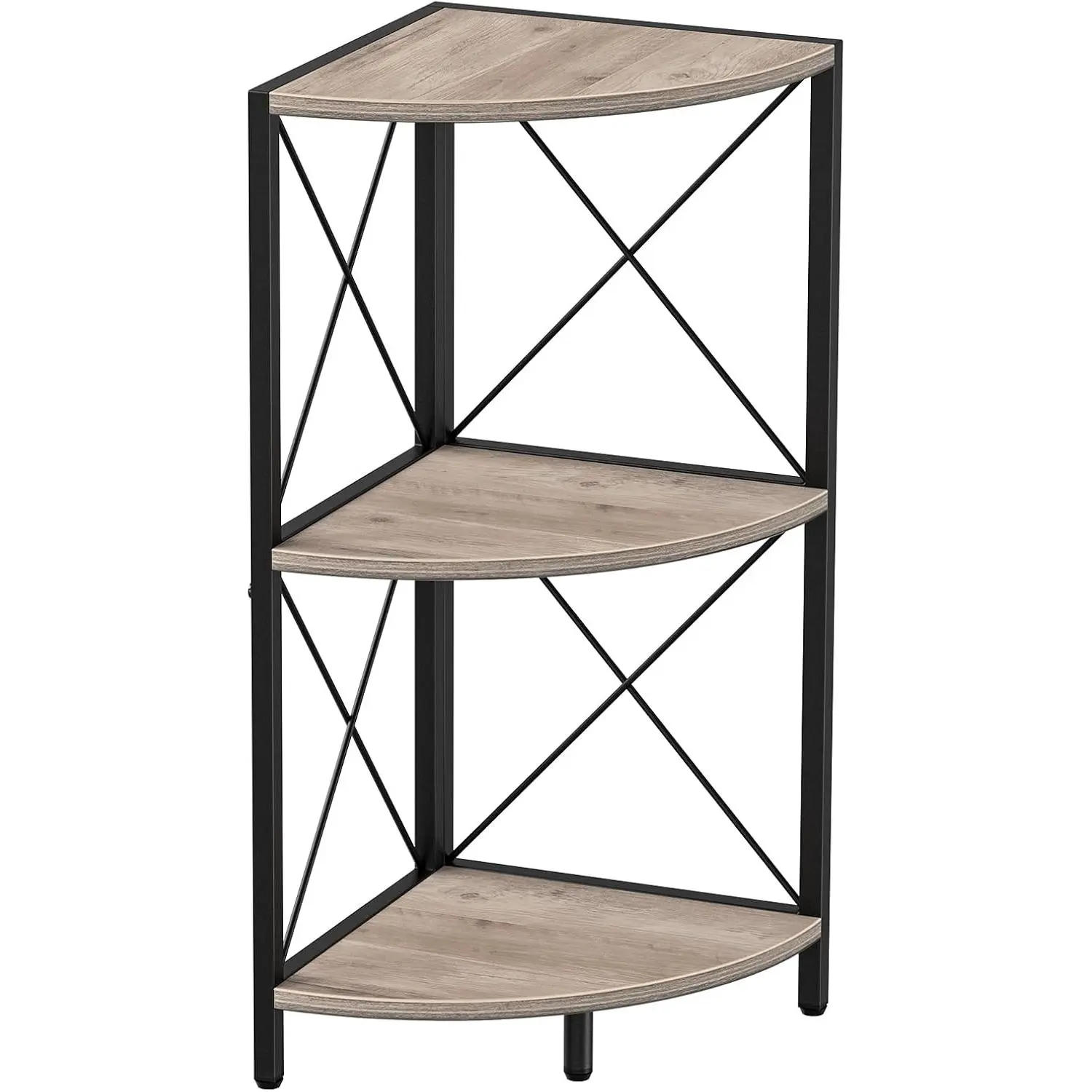 Corner Shelf for Desktop, 3-Tier Corner Storage Organizer with Metal Frame, Freestanding Corner Shelf Stand Display Rack for Kitchen Counter, Living Room, Grey