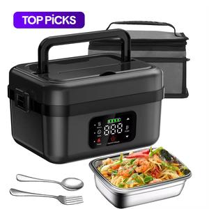 cordless electric lunch box with timer, portable 1l rechargeable self-heating food warmer for adults, ideal for work and travel