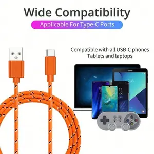 1m Nylon Braided Micro USB Type-C Data Cable, Compatible with Samsung, Huawei, Xiaomi, Htc, USB Charging Sync Cable, Usbc Connector