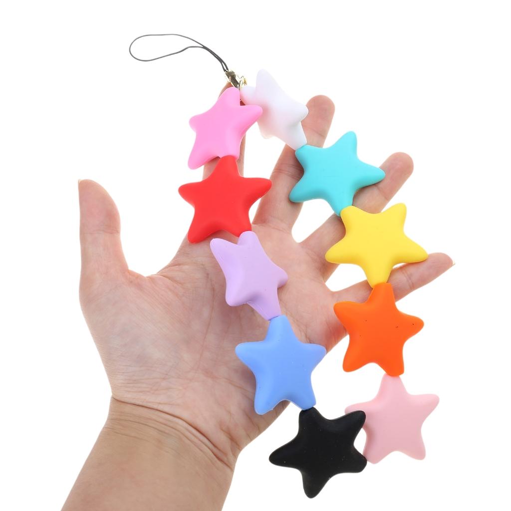 Stylish Beaded Phone Chain Colorful Silicone Star Charm for Room Decoration