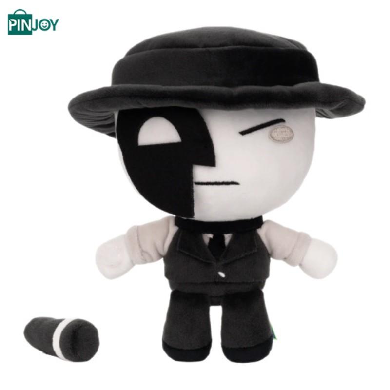 Black and White Masked Character Stuffed Doll, Video Game Inspired Collectible Desk Decor for Fans, Boys & Girls