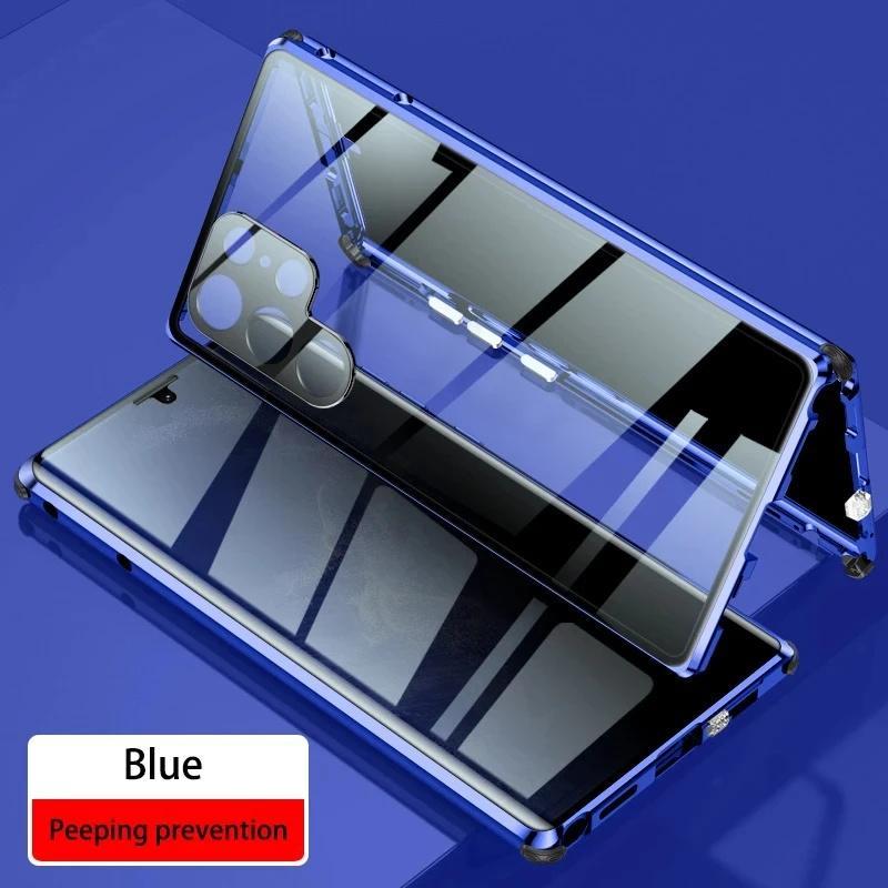 360° Protect Anti Peeping Privacy Double Sided Tempered Glass Case For Samsung Galaxy S25 S24 S23 Ultra Plus Metal MagneticCover