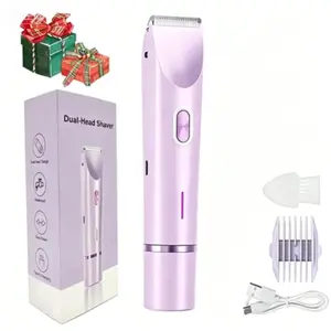 Portable Women's Dual Head Hair Trimmer, Electric Epilator for Bikini Line, Legs, Arms, Body, Face, Dry Wet Use, Gift for Wife Girlfriend