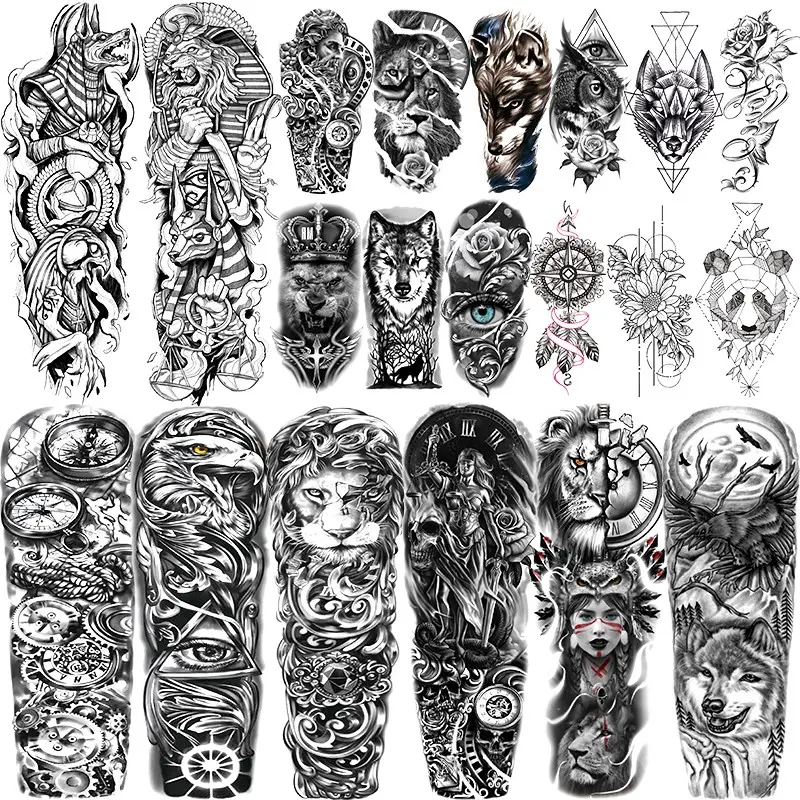 20 Cool Large Temporary Tattoos, 8 Full Arm Animal Themes, 12 Floral Half Arm Tattoos, Waterproof, Fake Tattoos, Ephemeral Tattoos, for Men Women, Party Body Art Decor, Tattoos Stickers