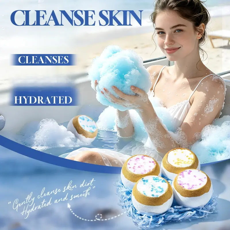Crystal Sea Salt Scented Bath Bomb 4PCS Deep Clean Fragrance Bath Fizzy Holiday Gift Set
