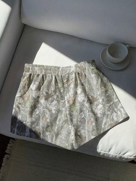 Women's Casual Camouflage Branch Print Loose-Fit Shorts, Lightweight Summer Pants for Women, Perfect for Daily Wear & Outdoor Activities, Casual Comfy Shorts