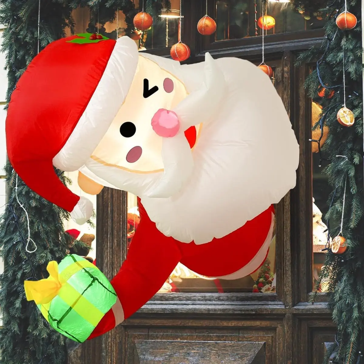 Glowing Inflatable Santa Claus Decoration, Automatic Quick Inflate, Waterproof Windproof, Outdoor Garden Party Decor, Includes Fan