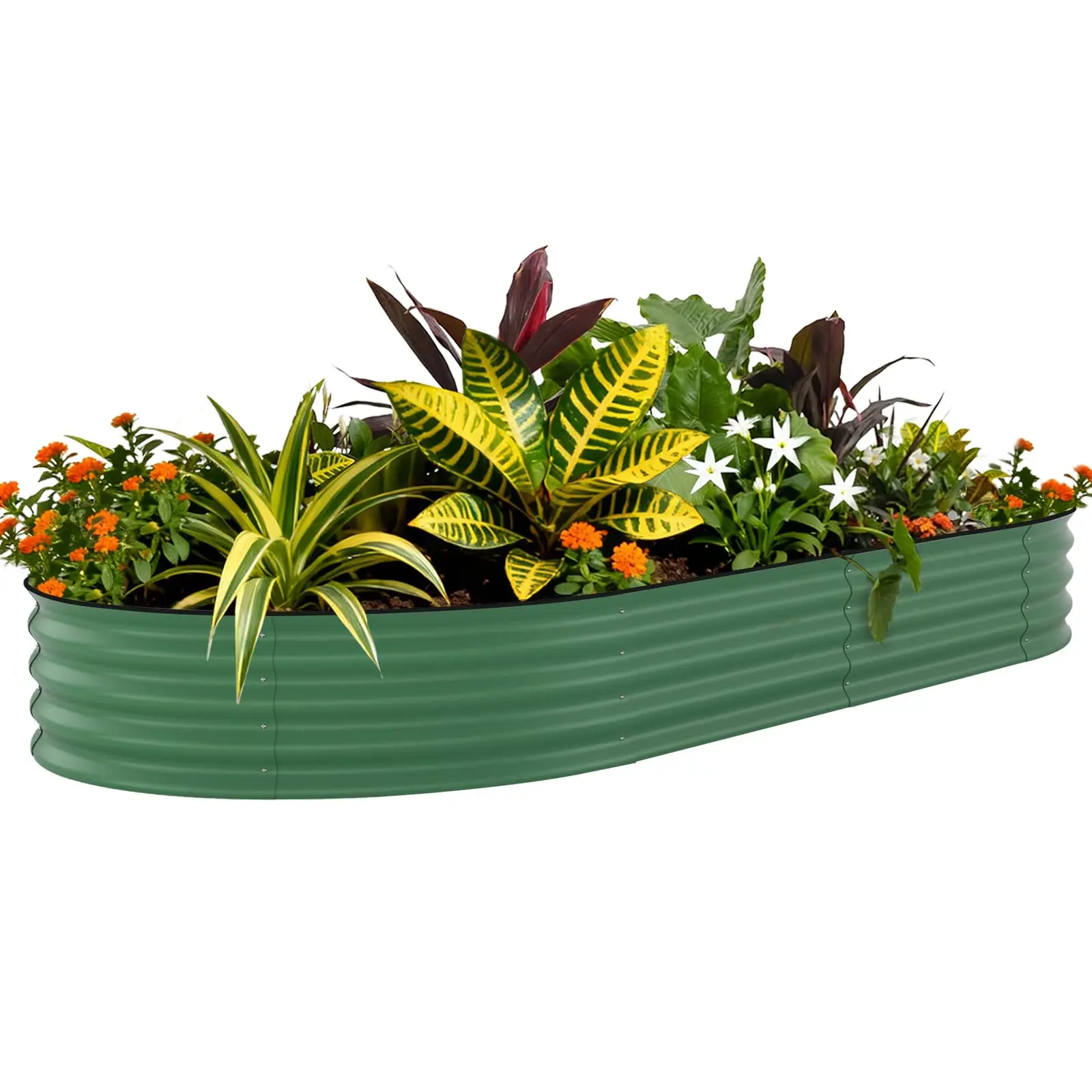 GARVEE 10x4x1.5 ft Galvanized Metal Raised Garden Bed (10x4ft Size), 18in Tall Rust-Resistant Outdoor Planter Box with Drainage Aid, Easy Assembly & Tool-Included Kit for Family Gardening, Green