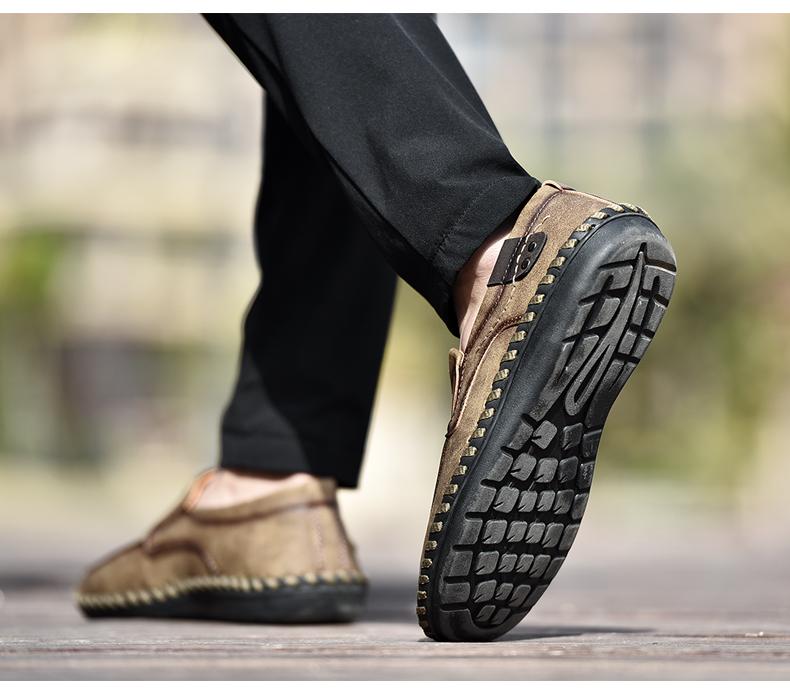 Men's Hand-sewn Flat Loafers Suitable for Office and Business Occasions