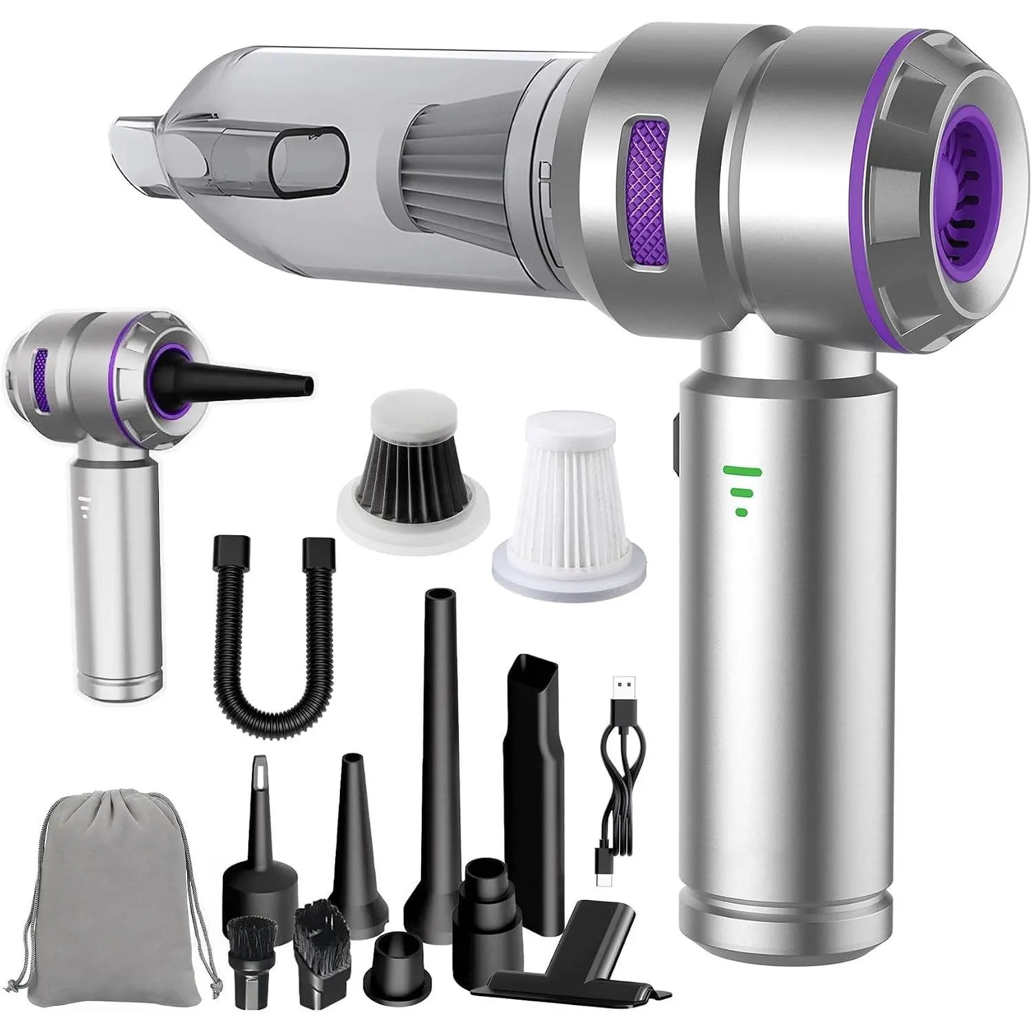 Handheld  Vacuum Cordless, 22000PA  Suction Mini Vacuum Cleaner with Brushless , 4-in-1 Portable Vacuum for  Detailing, , Office & Travel,