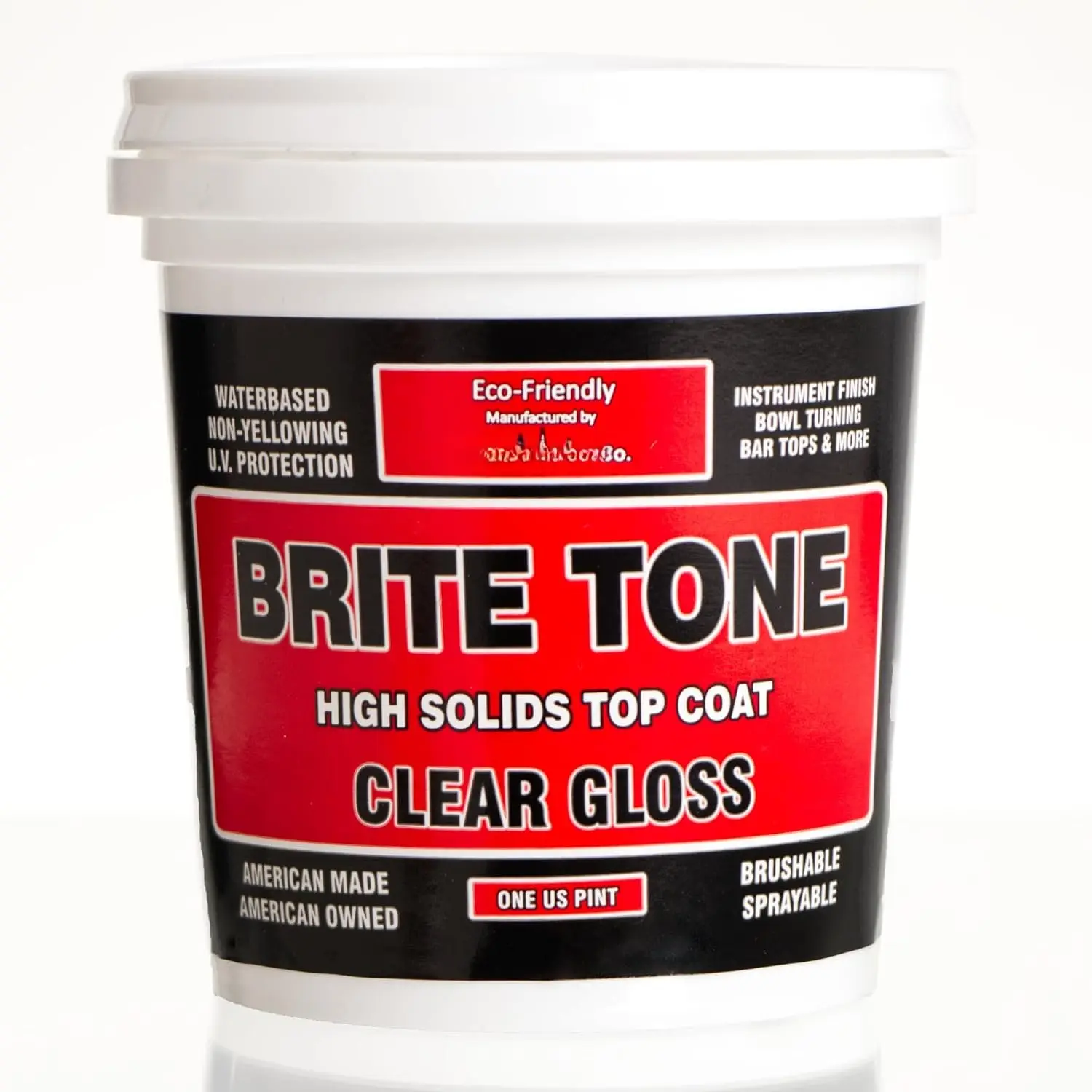Brite Tone Polyurethane Instrument Finish, High Solids Non-Yellowing Super-Hard & Scratch Resistant Clear Coat for Musical Instruments, For  Metal Plastic & Glass, 16-Fl.Oz., Clear Gloss