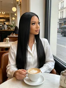 Beginner Friendly 5x5 Glueless Straight Human Hair Lace Wig, Stylish Daily Hairstyle Pre Plucked Pre Cut Put And Go Wig 180% Density HD Lace Closure, Pre-Bleached Knots Baby Hair 3 Seconds No Glue Installation