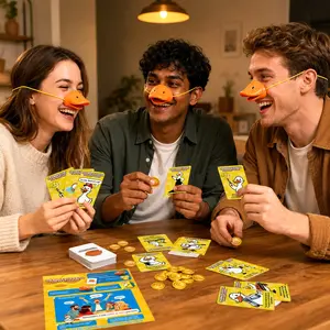 You Laugh You Lose Duckbill Party Game, Funny Family Board Game with 150 Challenge Cards, 5 Duckbill Props &60 Gold Coins, Interactive Card Game for Kids and Adults，Family Game Night, Ice Breaker Game，Birthday Party ，Fun Toy Gift for 2-8 Players， Ages 8+