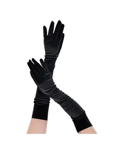 Vintage long gold velvet ceremonial gloves for women's autumn and winter warm velvet evening party cheongsam stage performance gloves