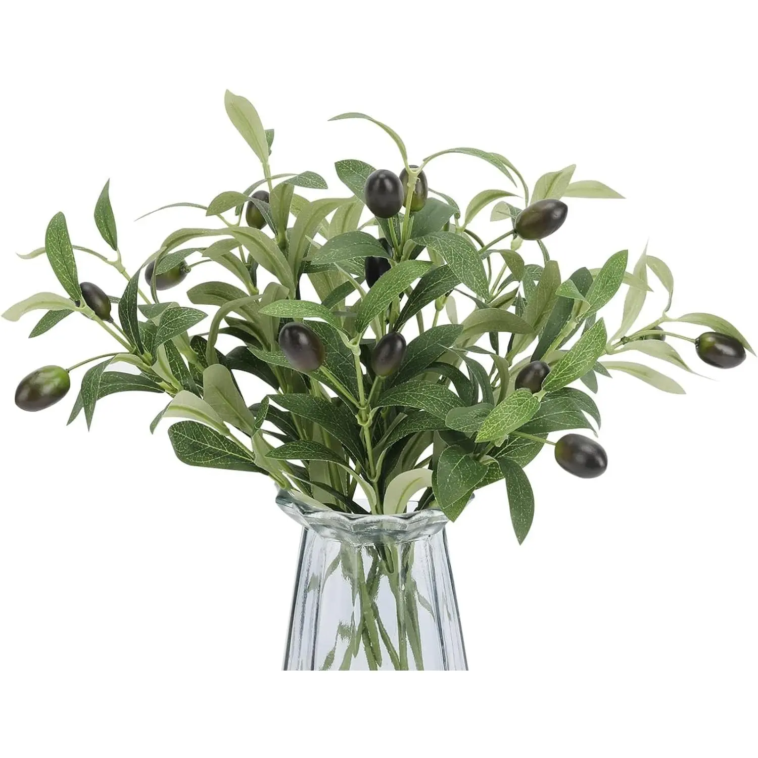 10-Count Pack Faux Silk Olive Leaf Stems, 10 in Tall Modern Artificial Olive Tree Branches for Small Vase Tabletop Greenery Photo Decor (Vase Not Included) - Home Decor Plants & Fruit Accents