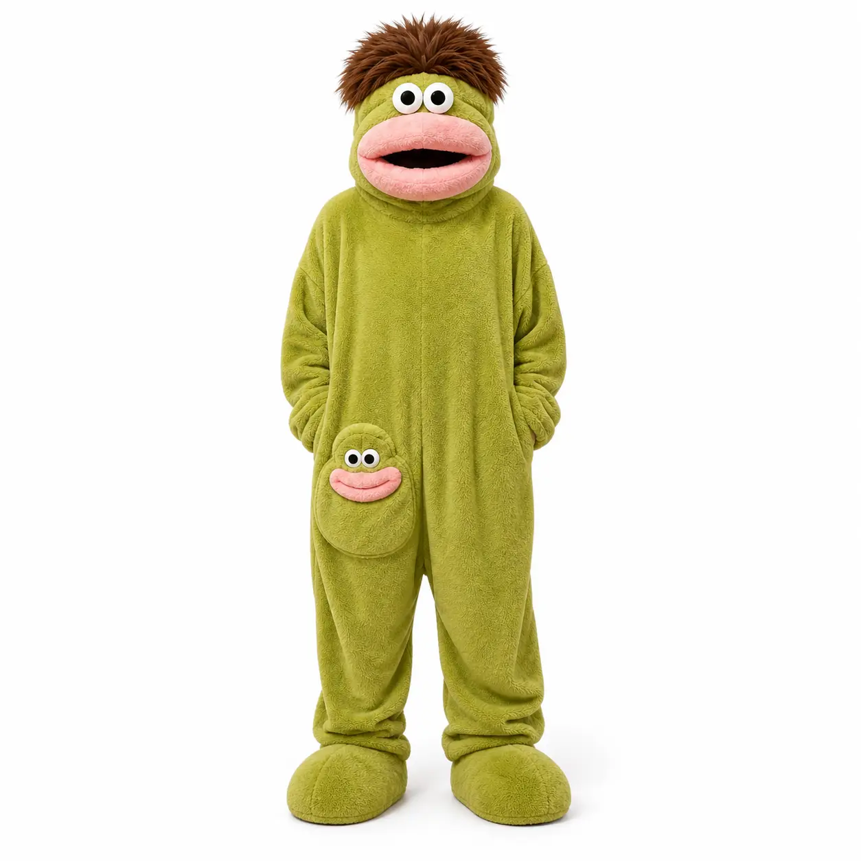 "Novelty Gift Unisex Adult Big Mouth Monster Onesie Pajamas, Soft Plush Coral Fleece Funny Hooded Sleepwear with Googly Eyes & Comb, Oversized Full-Body Long Sleeve Cozy Loungewear for Halloween Party Cosplay Sleepover Casual Home Use "