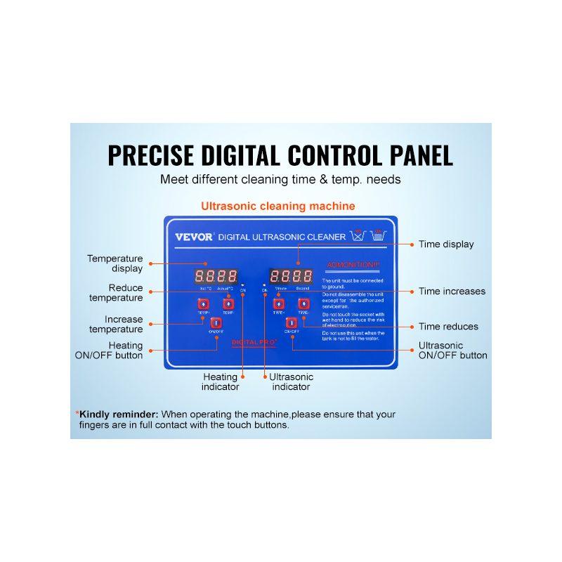 VEVOR Professional Ultrasonic Cleaner, 30 L Ultrasonic Jewelry Cleaner with Digital Timer Heater, Stainless Steel Industrial Sonic Cleaner 40kHz for Glasses, Watches, Rings, Small Parts