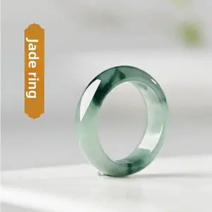 Natural Type A Burmese Jadeite Band Ring, Icy Semi-Translucent Floral Midi Ring for Women & Men, Daily Fine Jewelry, Rings For Women