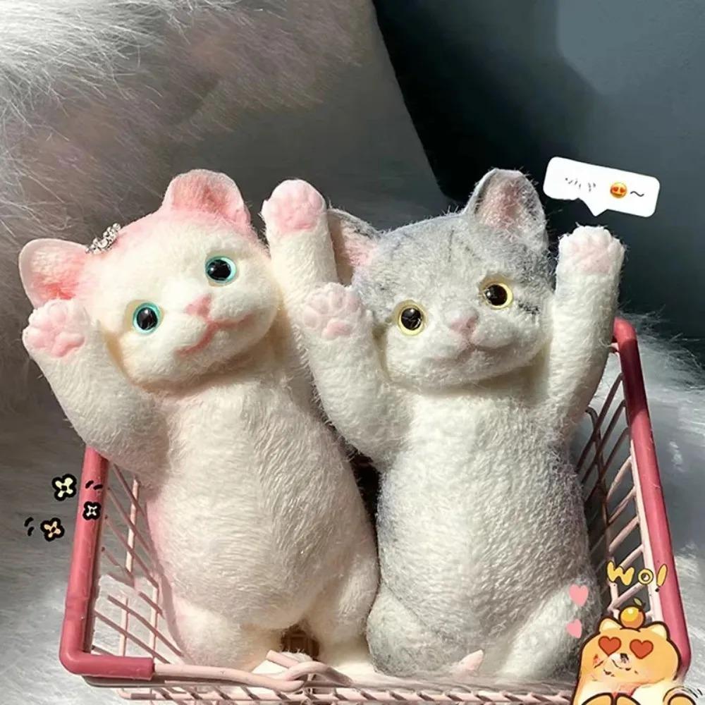 13CM Cute Taba Squishy Cat Fluffy Sticky Realistic Cat Stress Relieving Toy Simulation Cats Doll Squeeze Gift for Kids Adults