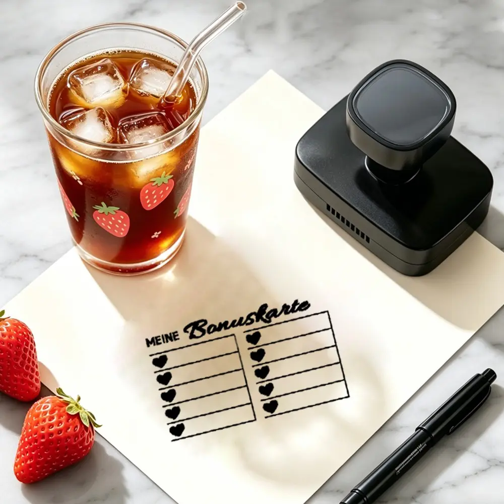 German Customer Loyalty Card Stamp with Heart Design, Reusable Photographic Stamp for Cafes, Bakeries, Small Businesses, Point System