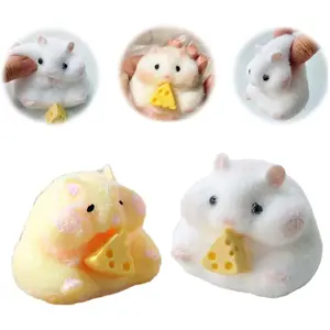 2pcs Squishy Hamster Squeeze Toys,3inch Big Cute Soft Hamster Squishy Toys,Stress Relief Squishies for Kids Party Favors, Pinch Family, Fidget Toys Suitable Adults Kids Big