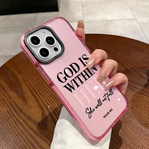 Durable Silicone iPhone Case Cover for iPhone 17 Air & Other Handheld Devices (16 Plus,15 Pro Max,14,13,12,11) - 1.2mm Shockproof Transparent Mobile Accessories, Anti-Yellowing Comfy Hold Casing with God is Within Her Pattern, Daily Scuff-Resistant