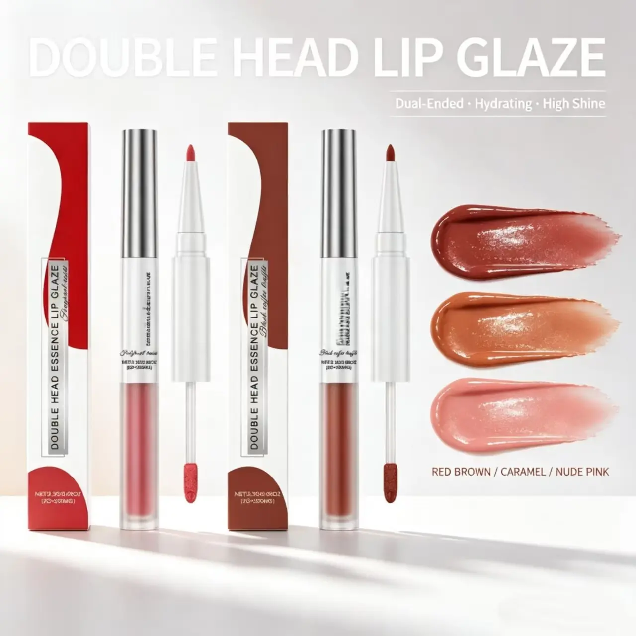 Double-End Essence Lip Liner & Lip Gloss Pen, 2 In 1 Lip Makeup Stick, Mirror Dewy Finish Glossy Lipstick For Women Long Lasting Daily Lip Cosmetic,tattoo,lipliner,multi-color,selection,,cool,brown,lash,stamp,,colored,pencil