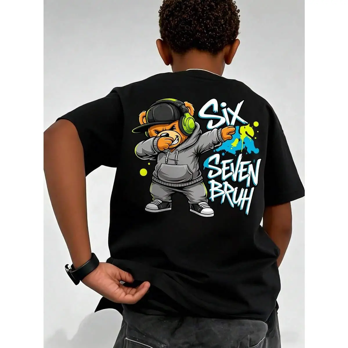 Tween Boys 67 Casual Crew Neck Short Sleeve Double-Sided Printed T-Shirt, Fashion Spring/Summer Top, Soft Material,Boy's Casual Street Style T-Shirt,Machine Washable All-seasons Comfort Fit