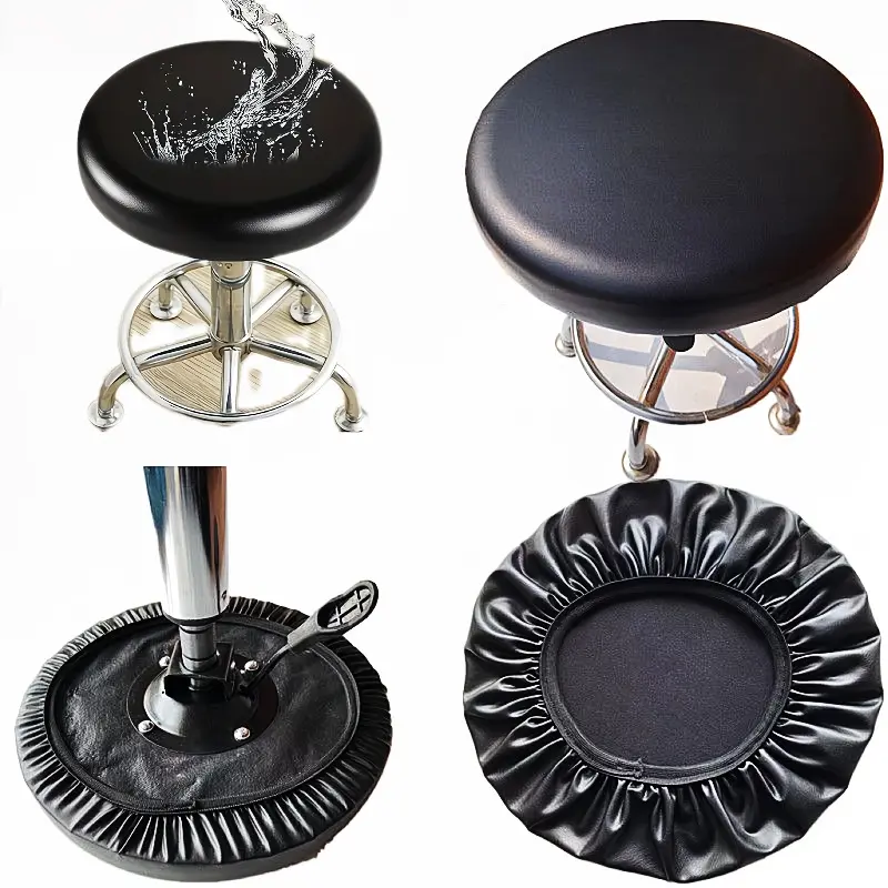 2pcs PU Full Round Stool Cover, Lift Chair Bar Chair Cover, Beauty Shop Barbershop Round Stool Cover