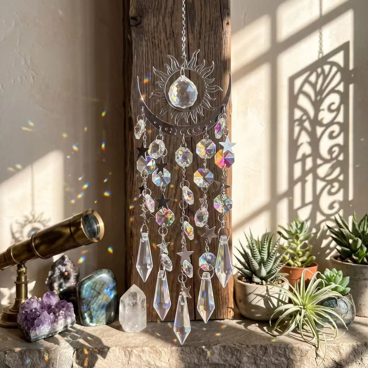Crystal Window Hangable Sun Catcher Prism Ornament - Light Modern Home Decor, Cozy Room Gift for Mom