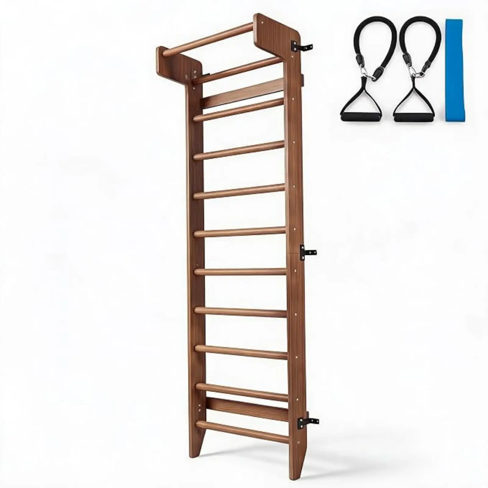 Adult Fitness Training Rack with Solid Beech Crossbar - Pine Wood Frame, Compact Functional Leg Stretch & Press Stand - Durable Home Exercise Equipment for Home Space, Rehab Gym