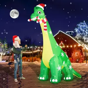 13FT Giant Dinosaur Christmas Inflatable Decorations, Built-in LED Lights, Strong Blower Huge Blow Up Yard Clearance Decor with Large Candy Cane Xmas Santa Hat Outdoor Indoor Holiday PartyDD21SoftWearFashion