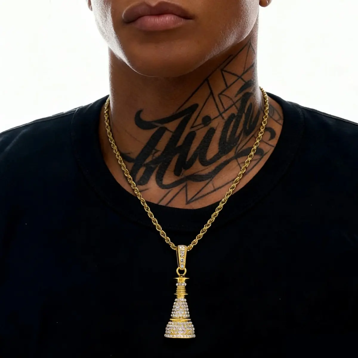 Hip-hop Full Diamond Three-dimensional Chess Pendant Twist Chain Men's Tide Brand High-end Accessories Fashion Personality Creative Go Pendant