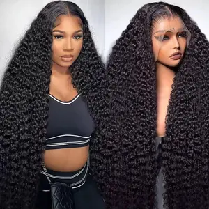 13x6 Brazilian Virgin Human Hair Jerry Kinky Curls 250% Density Real Human Hair HD13X4 Lace Front Wig Pre-Plucked Bleached Knots